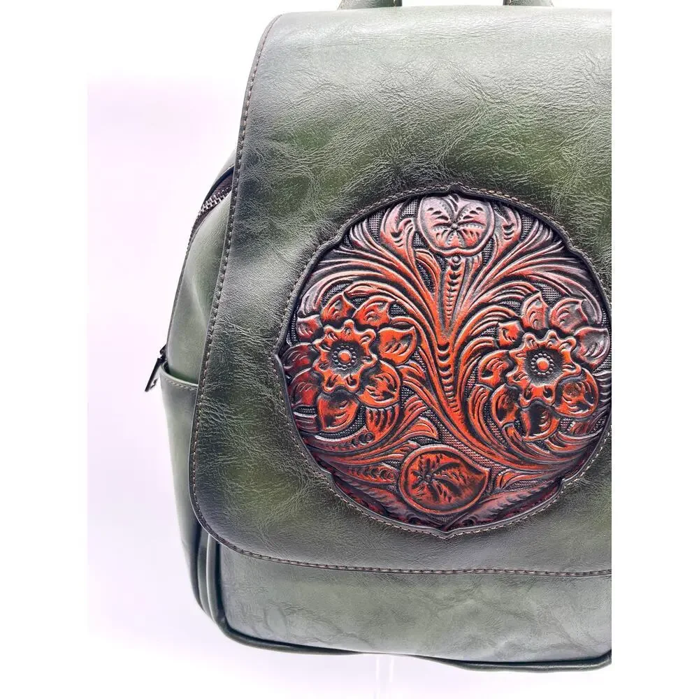 Leather Embossed NWOT Backpack, Hippie Hobo Style